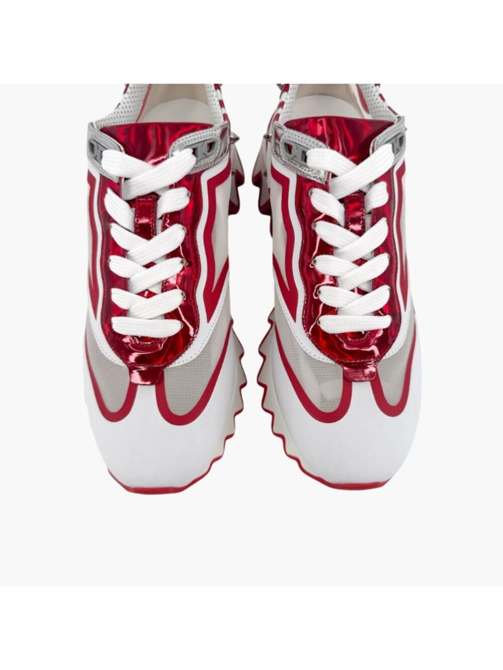 Christian Louboutin Sharkina White Mesh Red Sneakers Size 38.5 US 8.5 Women 6969 - Picture 5 of 15
